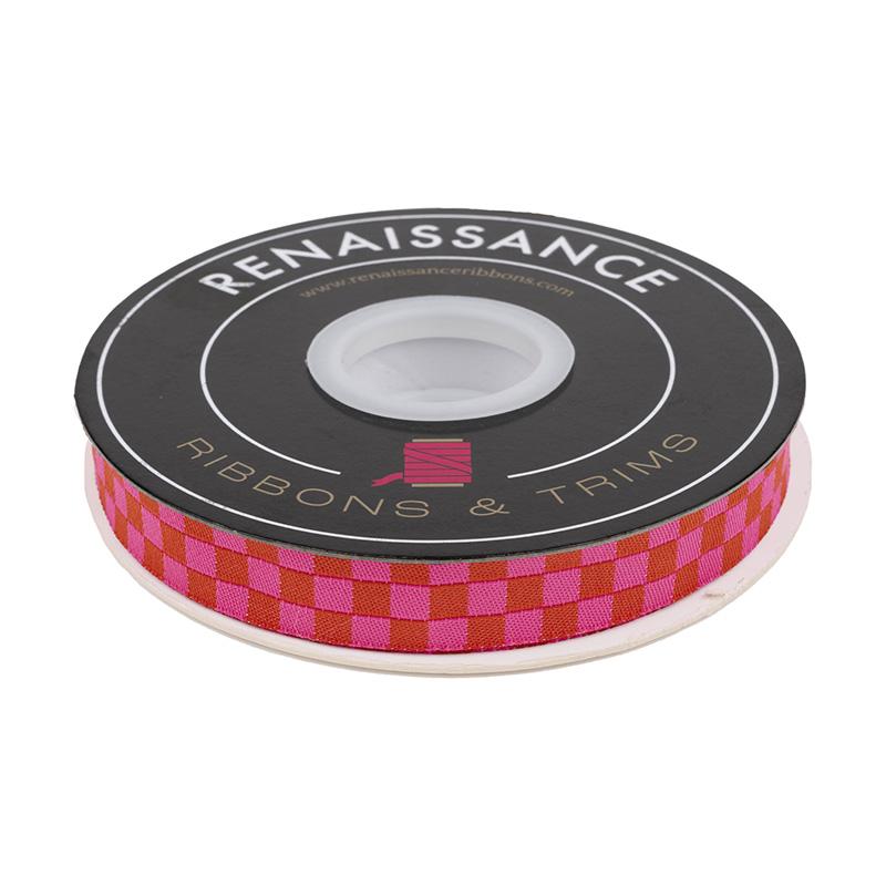 5/8" Ribbon by Ruby Star Society for Renaissance Cayenne Pink Red Checkered