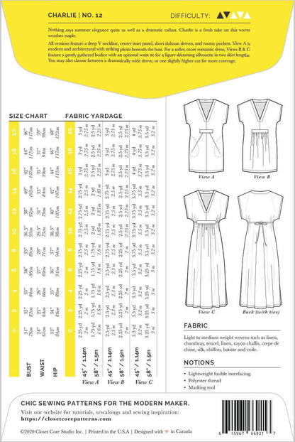 Charlie Caftan Sewing Pattern by Closet Core