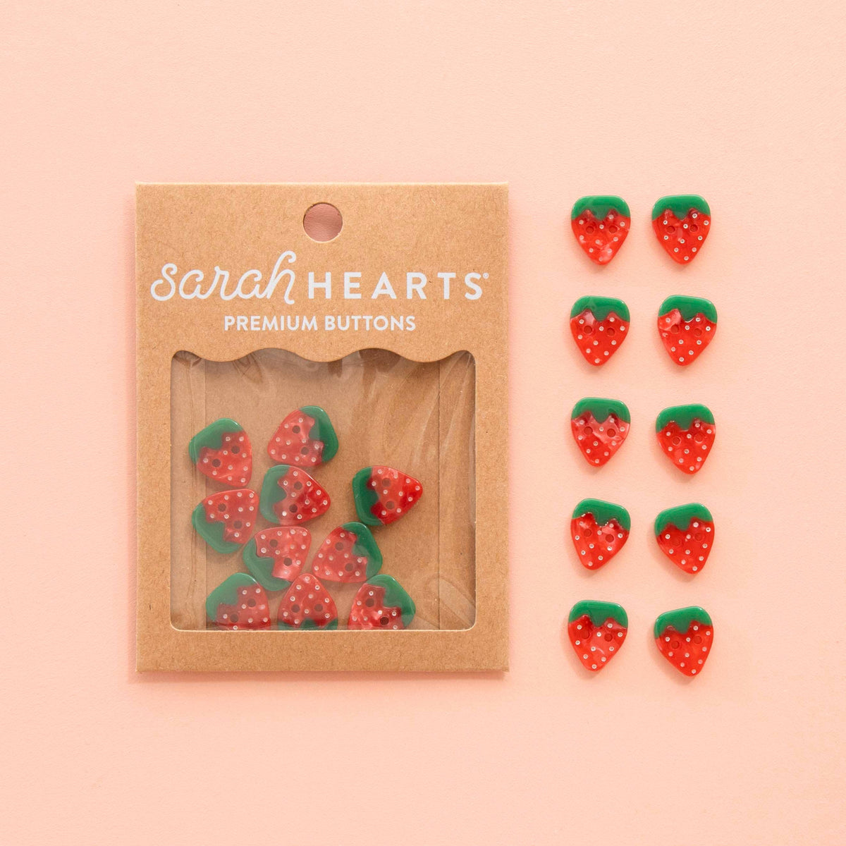 Strawberry Small 5/8" Buttons - by Sarah Hearts