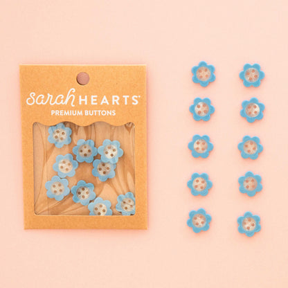 Blue Daisy Small 5/8" Buttons - by Sarah Hearts