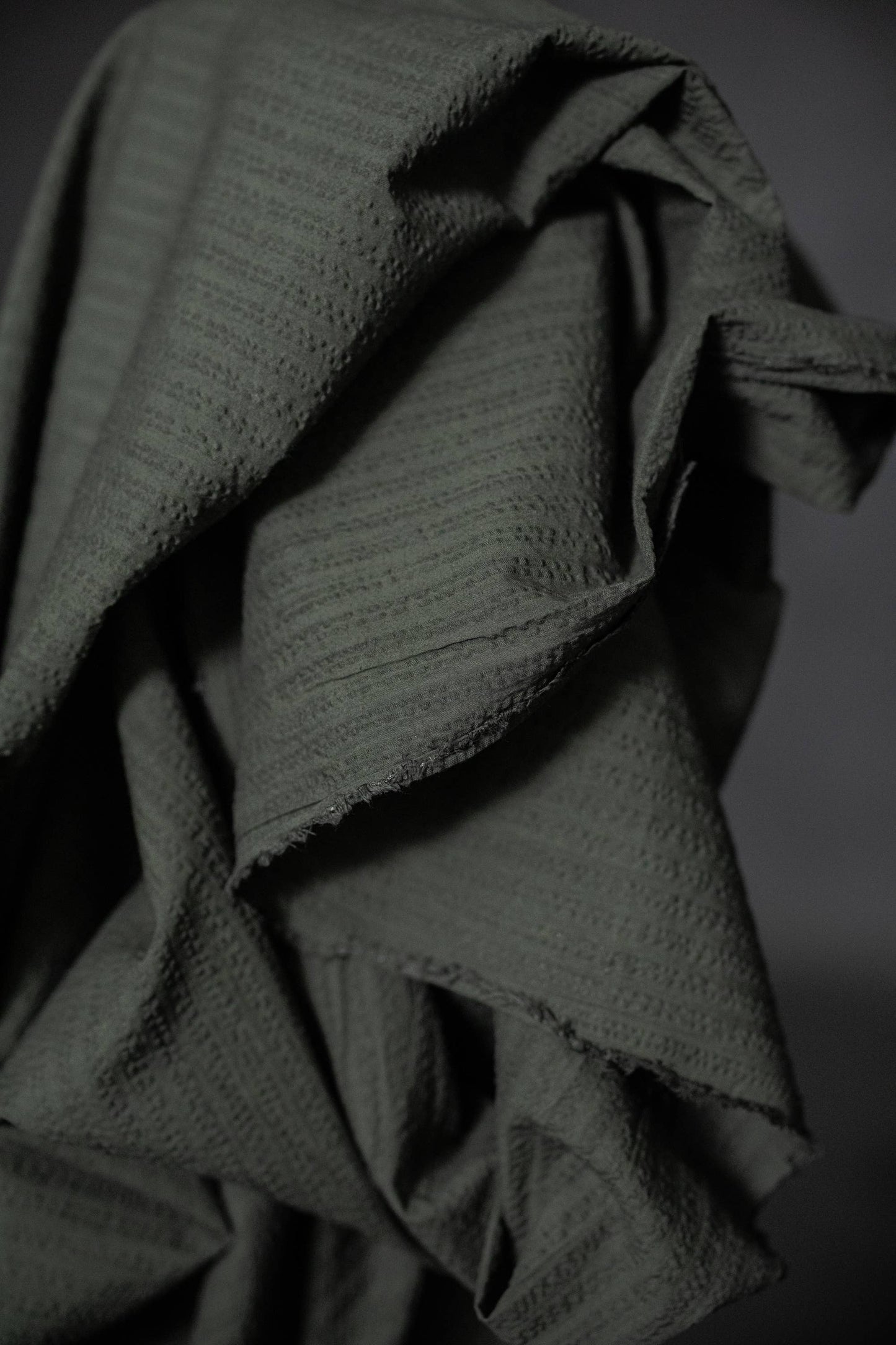 Merchant & Mills Aspen Green Seersucker Stripe Organic Cotton