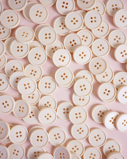 White Cream Puff Retro Buttons 7/8" - by Matchy Matchy Sewing Club