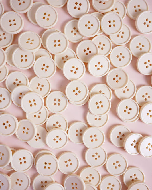White Cream Puff Retro Buttons 7/8" - by Matchy Matchy Sewing Club