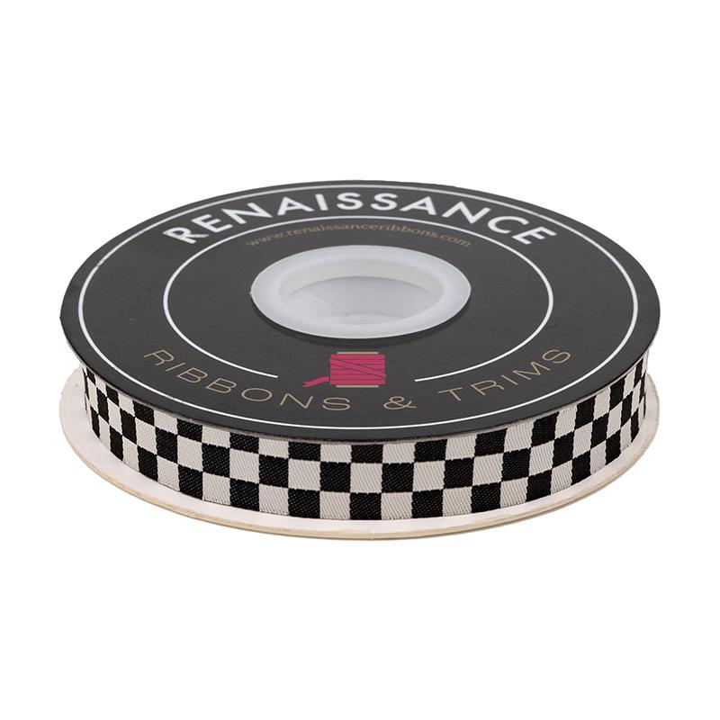 5/8" Ribbon by Ruby Star Society for Renaissance Black White Checkered