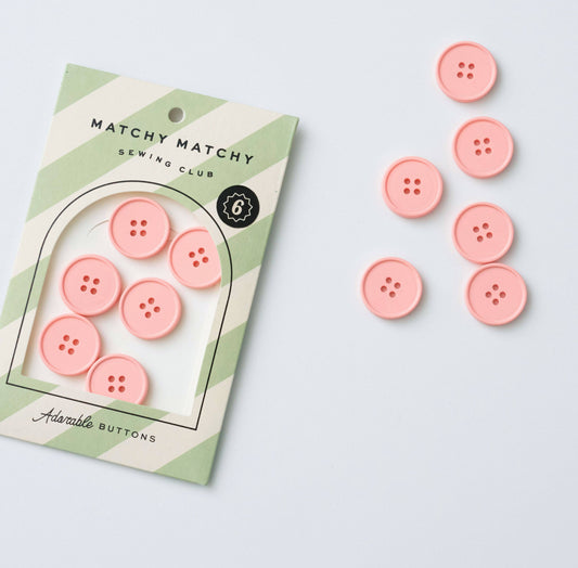 Pink Frosted Retro Buttons 7/8" - by Matchy Matchy Sewing Club