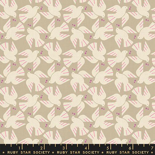 Ruby Star Society Lofi Linen - Flock Yeah Khaki Birds