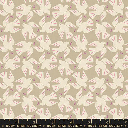 Ruby Star Society Lofi Linen - Flock Yeah Khaki Birds