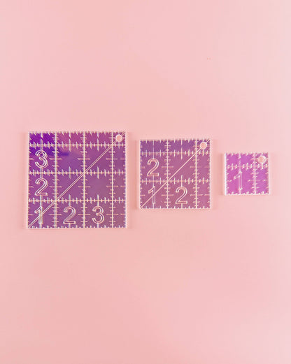 Mini Squares Set - Iridescent quilting rulers