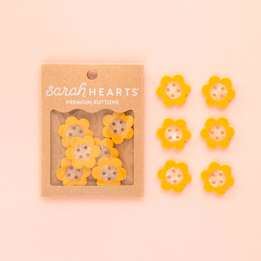 Yellow Daisy Large 1" Buttons