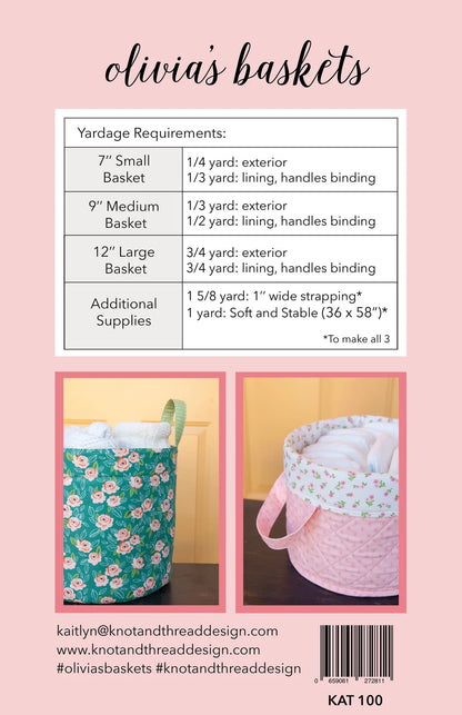 Olivia's Baskets Paper Pattern - Knot + Thread Design
