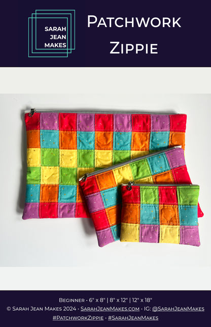 Patchwork Zippie Pouch Pattern by Sarah Jean Makes