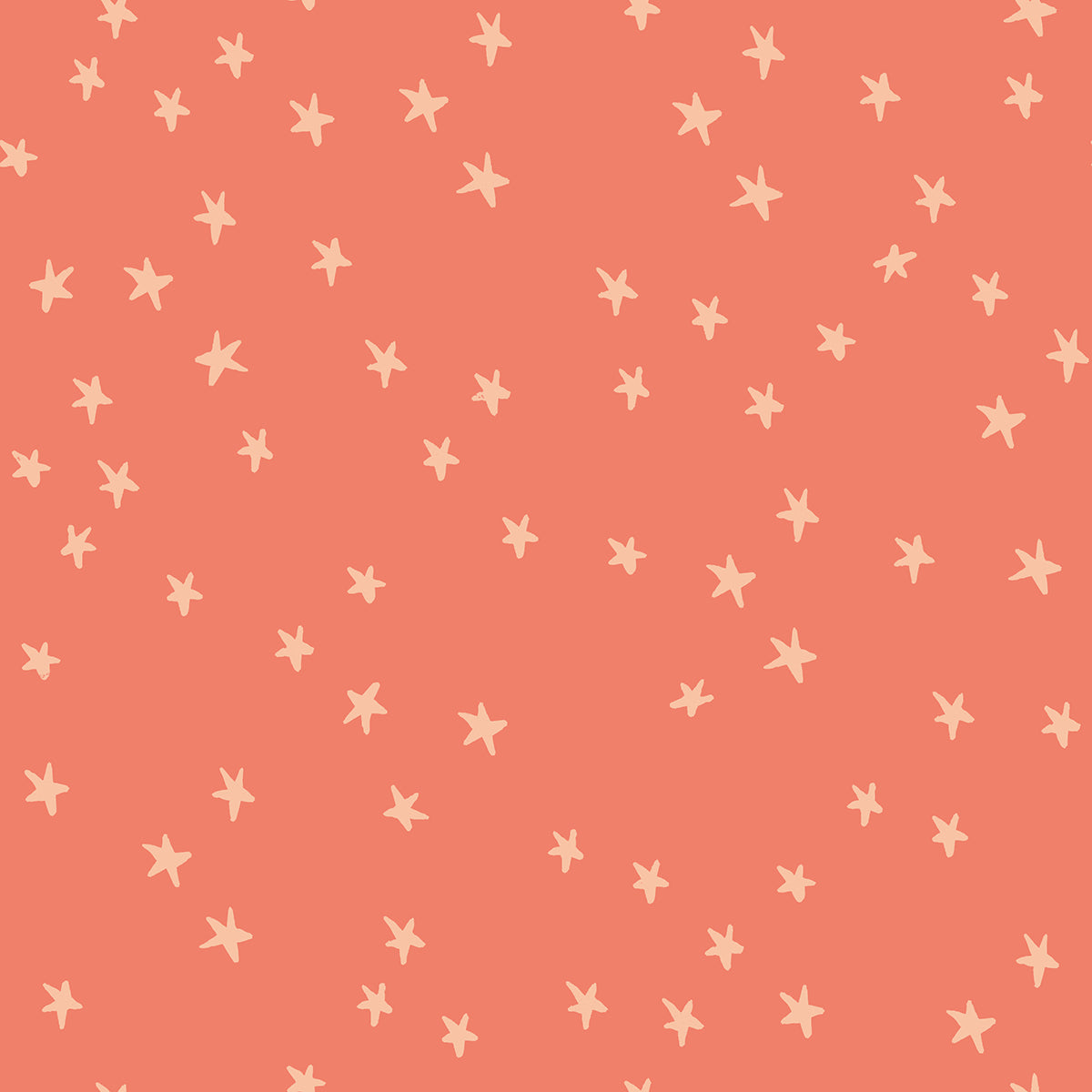 Pattern of pale pink stars on a coral background
