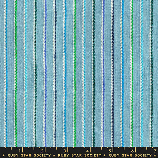Ruby Star Society Warp and Weft Mystic Fable - Sketch Stripe Twist Weave in Soft Blue Woven Cotton