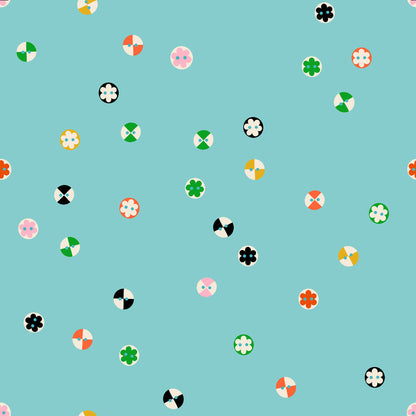Colorful geometric pattern on a blue background