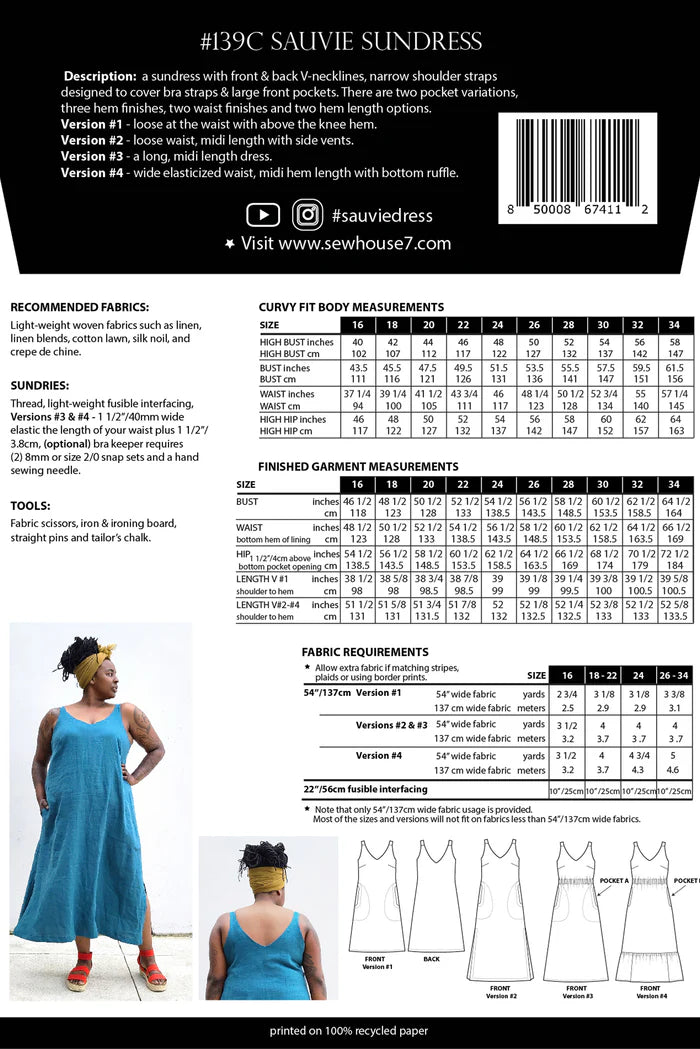 Sauvie Sundress Pattern - by Sew House Seven (Curvy)