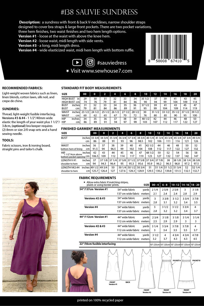 Sauvie Sundress Pattern - by Sew House Seven (Standard)