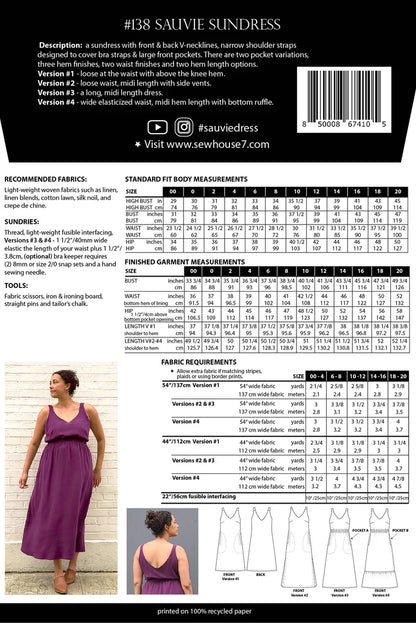 Sauvie Sundress Pattern - by Sew House Seven (Standard)