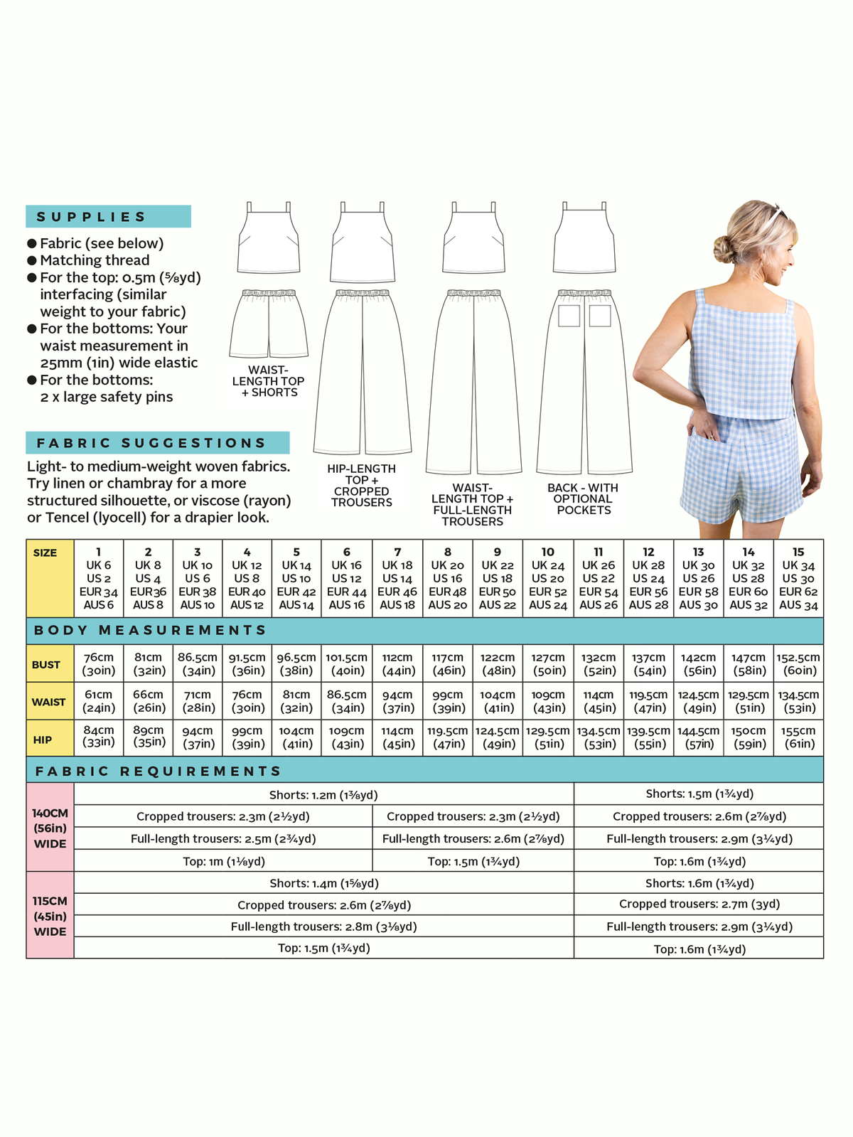 Tilly and the Buttons Esti Top & Pants or Shorts Set Paper Pattern