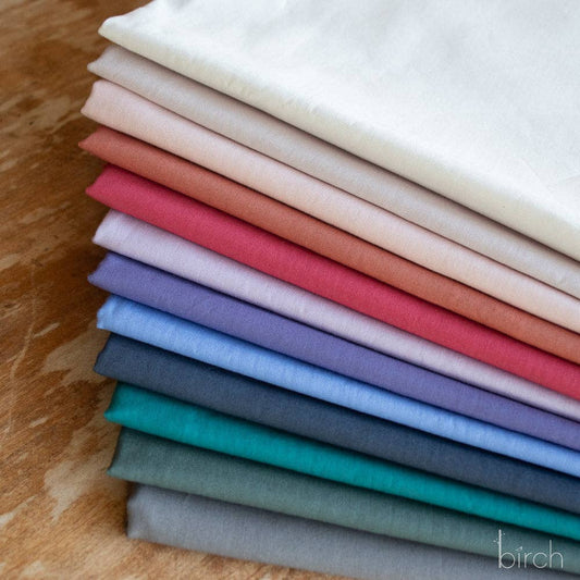 Organic Cotton Poplin Fat Quarter Bundle: Serenity Solids  by Birch Fabrics