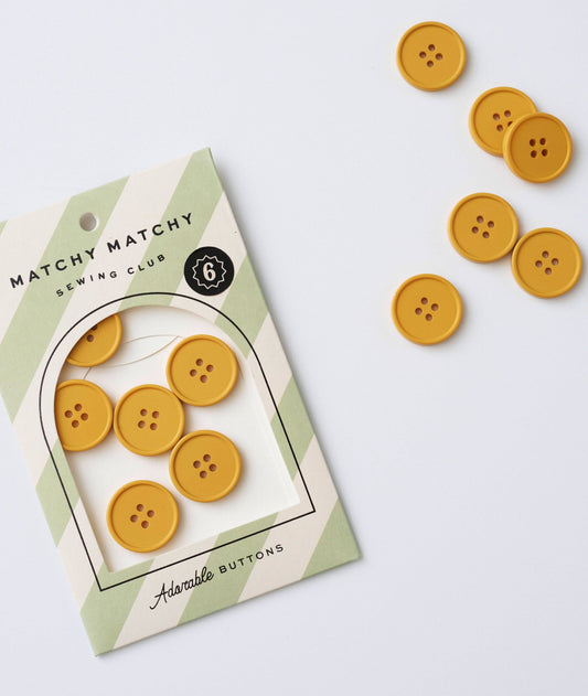 Mustard Retro Buttons 7/8" - by Matchy Matchy Sewing Club