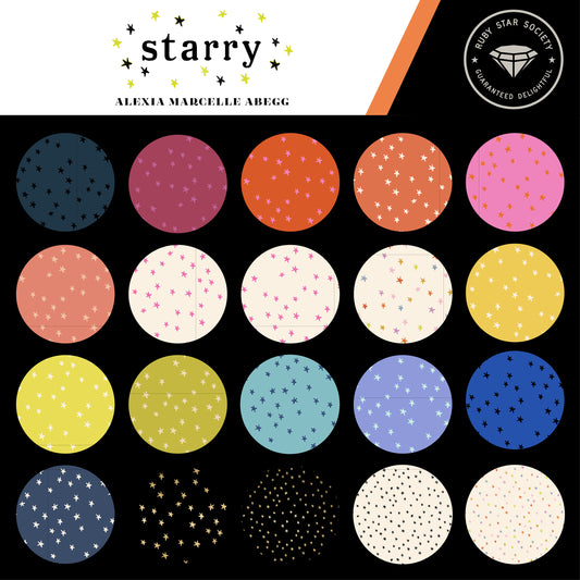 Collection of colorful dot patterns with 'Starry' brand and Rubie's Star Society logo.