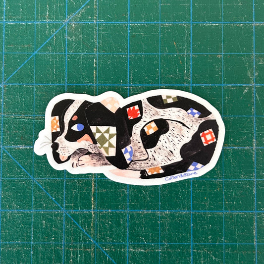Quilty Dog Sticker by Cotton & Ochre