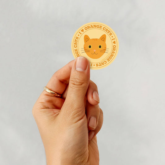 I Love Orange Cats Sticker - by Lindsey Day Studios