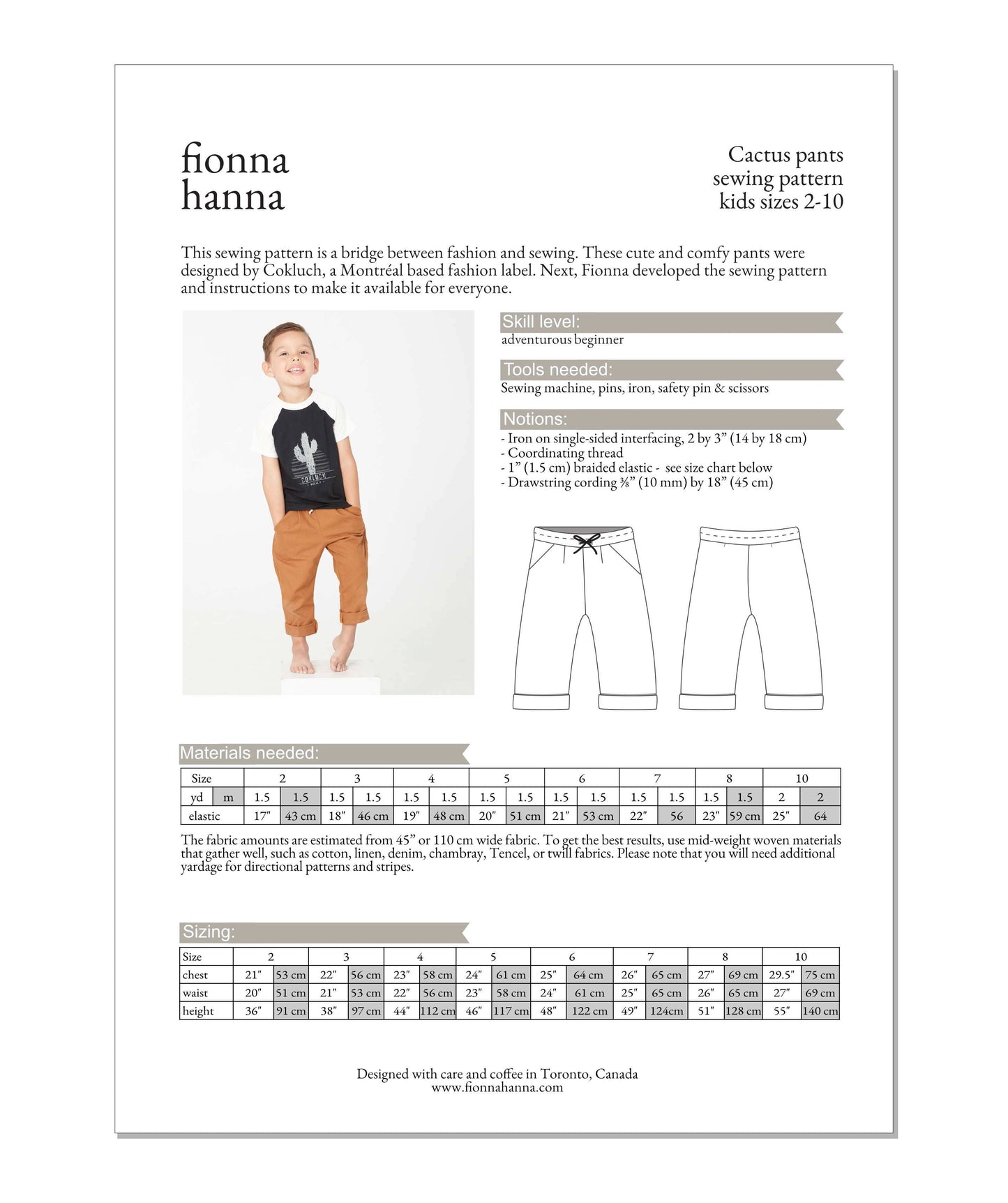 Cactus Pants for Toddlers & Kids - Sewing Pattern by fionna hanna x COKLUCH