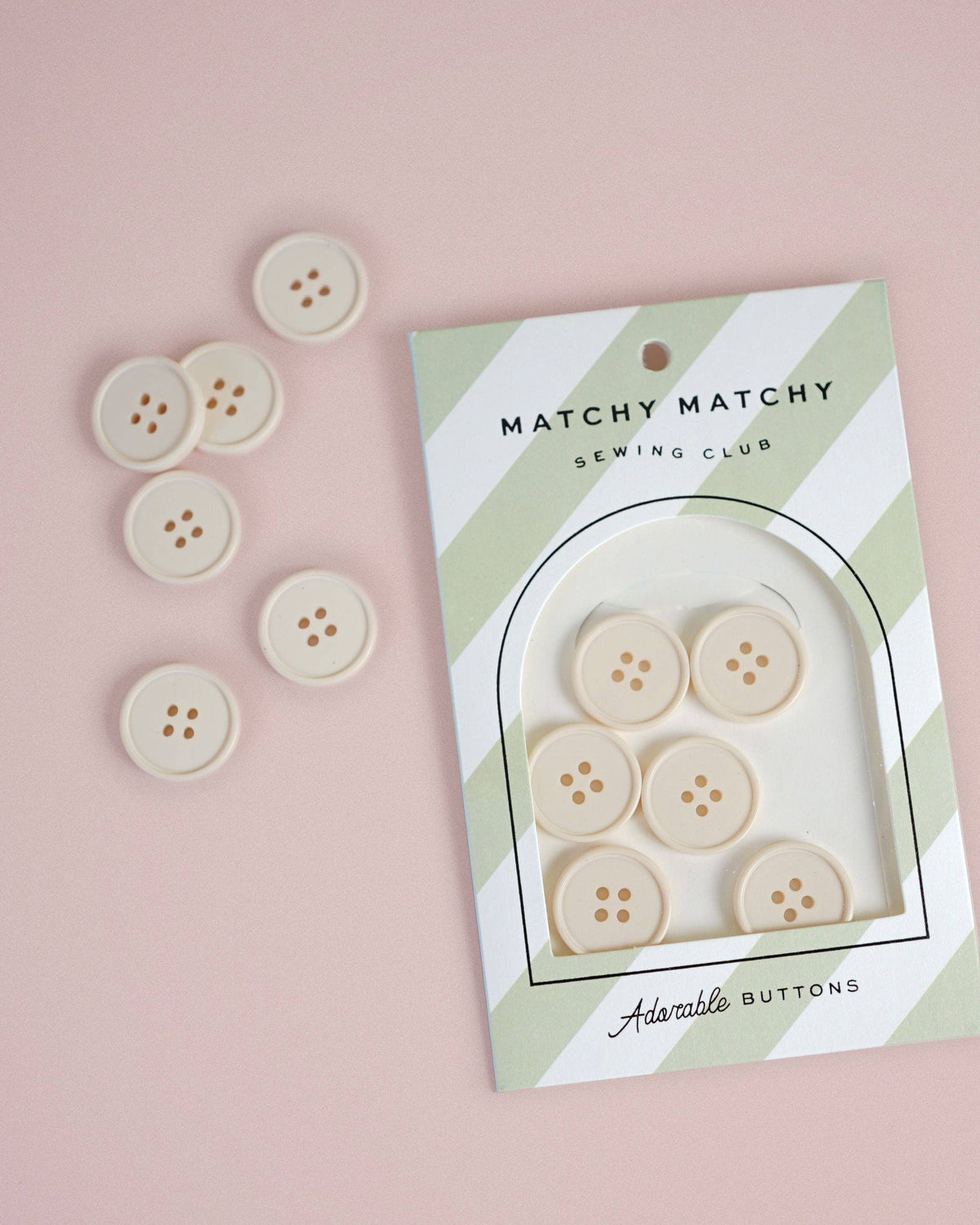 White Cream Puff Retro Buttons 7/8" - by Matchy Matchy Sewing Club