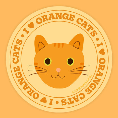 I Love Orange Cats Sticker - by Lindsey Day Studios