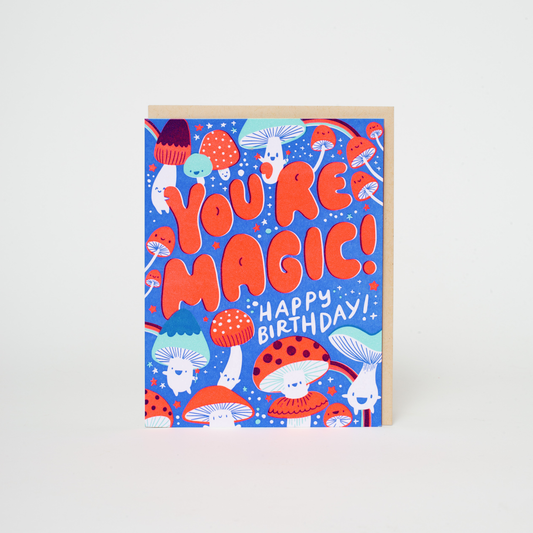 Birthday Magic Mushroom Letterpress Greeting Card - by Hello!Lucky