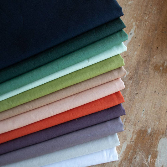 Organic Cotton Poplin Fat Quarter Bundle: Adventure Solids by Birch Fabrics