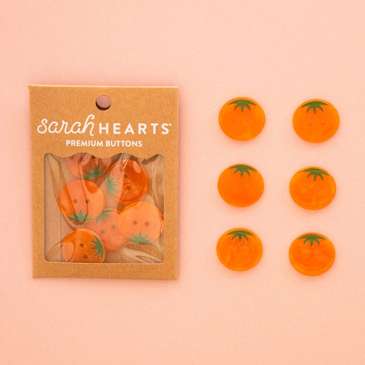 Orange Heirloom Tomato Large 1" Buttons - by Sarah Hearts