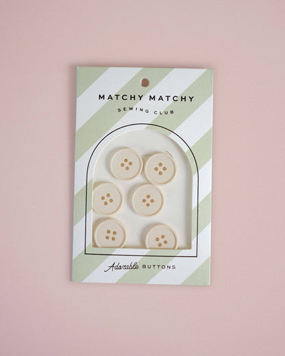 White Cream Puff Retro Buttons 7/8" - by Matchy Matchy Sewing Club