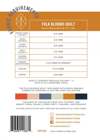 Folk Blooms Quilt Paper Pattern by Pen + Paper Patterns